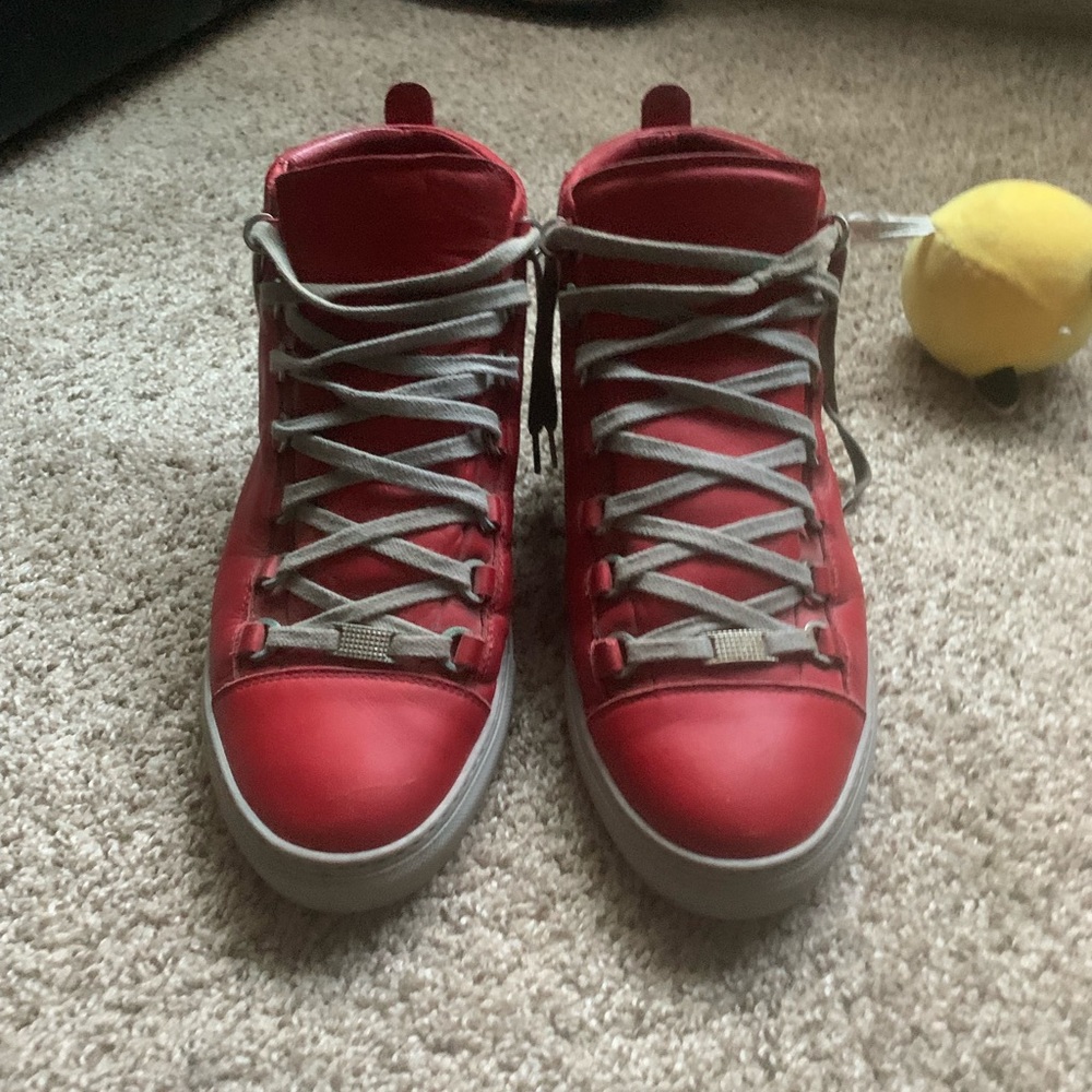 Balenciaga Arena High Top Sneakers "Red / Grey”
